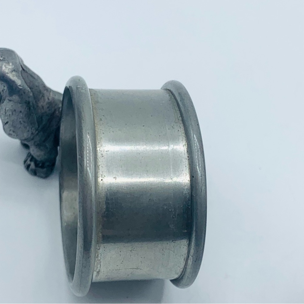 Vintage Pewter Dachshund Figural Napkin Rings Set of 2 Heavy Dog Decor 70's - Picture 5 of 15